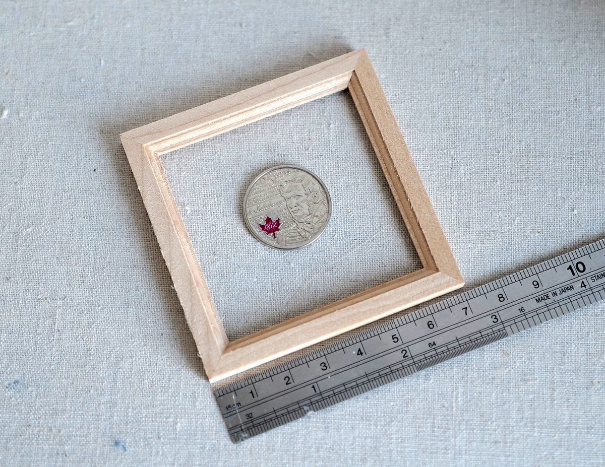 1:12 Scale Miniature Unpainted Wood Square Picture Frame, 2-3/4 inch square, DIY Dollhouse Supply