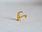 1:12 Scale Miniature Single Lever Faucet, Gooseneck Spout, 9/16 inch tall, DIY Dollhouse Supply (gold) (A)