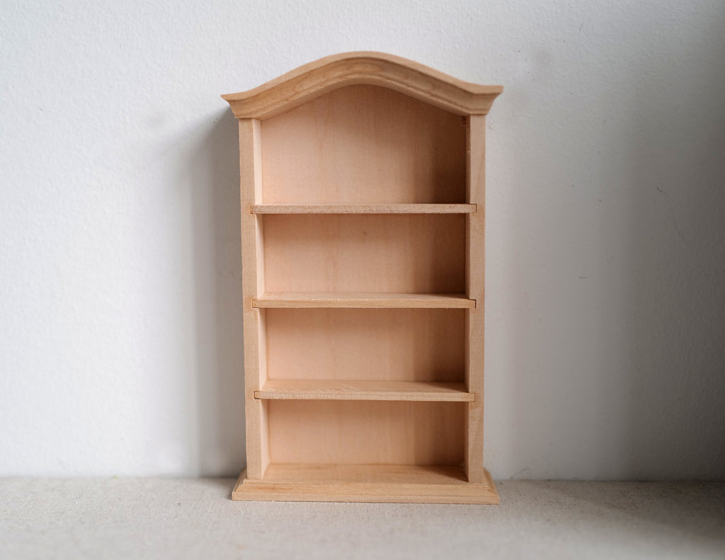 1:12 scale unpainted miniature bookshelf bookshelves unfinished furniture multipurpose storage 1 inch scale wooden shelf - I035