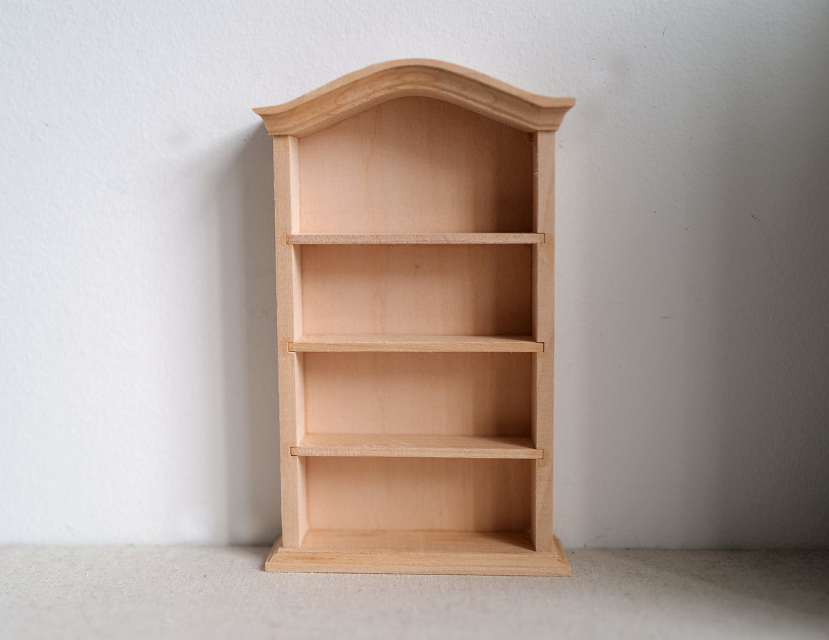 1:12 scale unpainted miniature bookshelf bookshelves unfinished furniture multipurpose storage 1 inch scale wooden shelf - I035