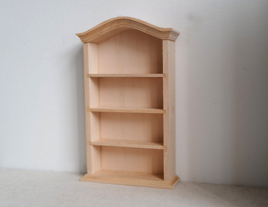 1:12 scale unpainted miniature bookshelf bookshelves unfinished furniture multipurpose storage 1 inch scale wooden shelf - I035