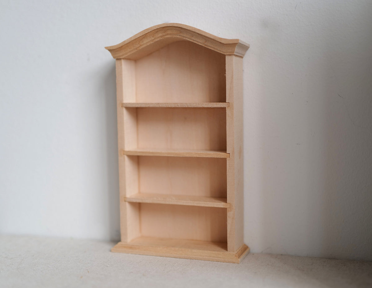 1:12 scale unpainted miniature bookshelf bookshelves unfinished furniture multipurpose storage 1 inch scale wooden shelf - I035