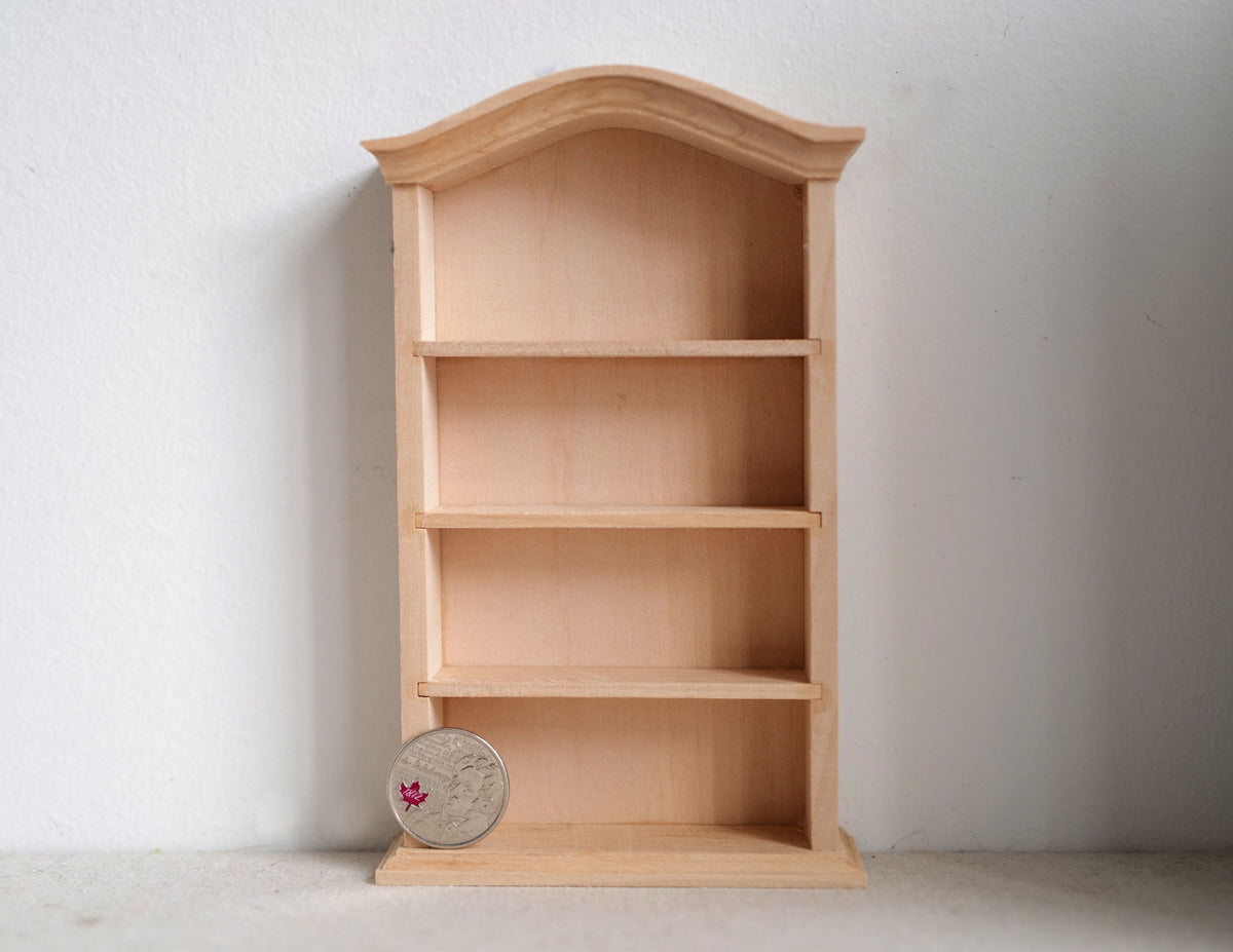1:12 scale unpainted miniature bookshelf bookshelves unfinished furniture multipurpose storage 1 inch scale wooden shelf - I035