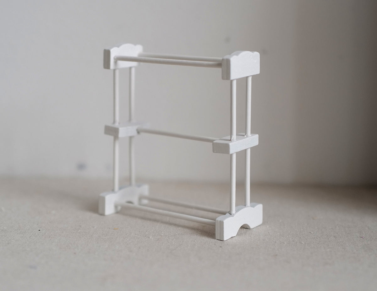 1:12 Scale Miniature Freestanding Towel Rack, 3 Bars, 3-1/8 inch tall, DIY Dollhouse Supply (white)