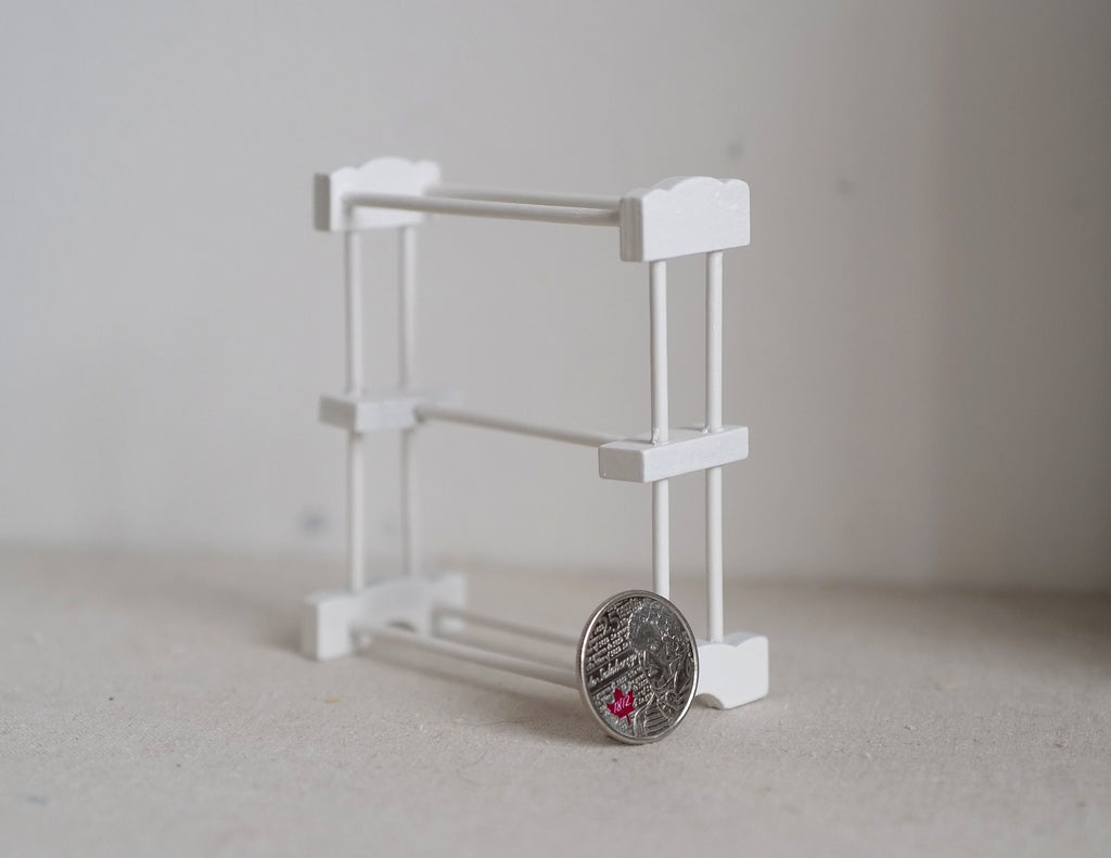 1:12 Scale Miniature Freestanding Towel Rack, 3 Bars, 3-1/8 inch tall, DIY Dollhouse Supply (white)