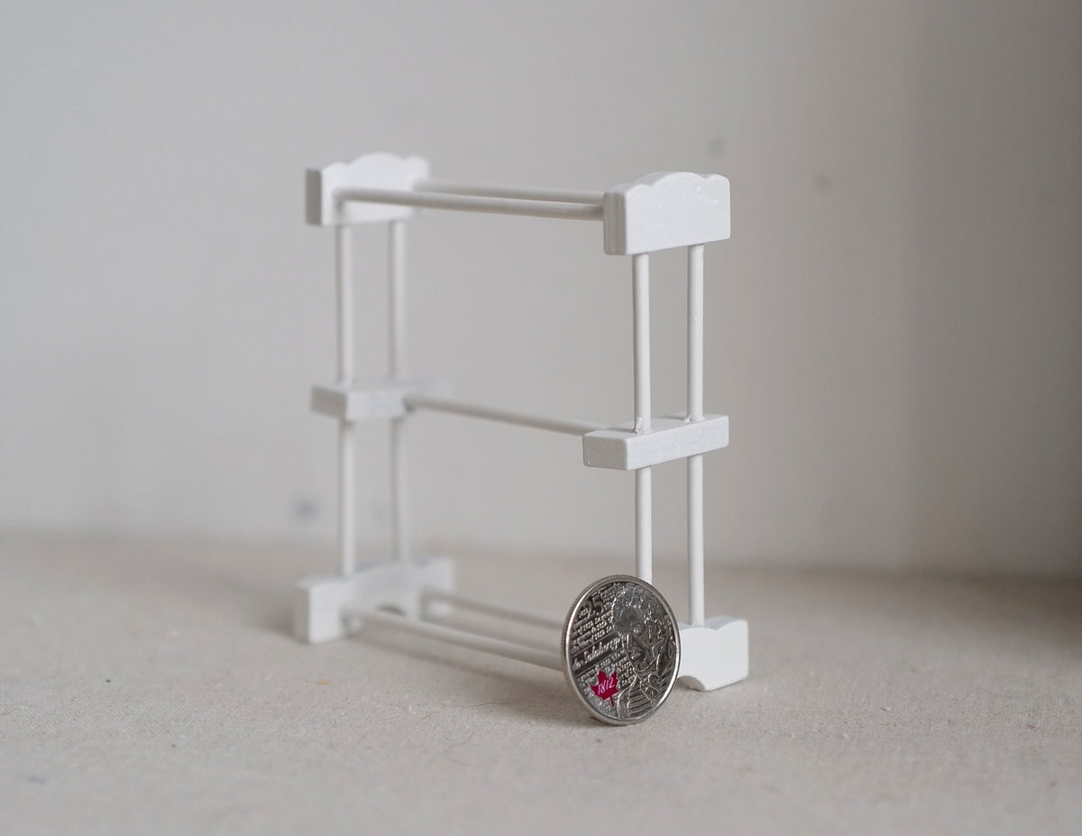 1:12 Scale Miniature Freestanding Towel Rack, 3 Bars, 3-1/8 inch tall, DIY Dollhouse Supply (white)
