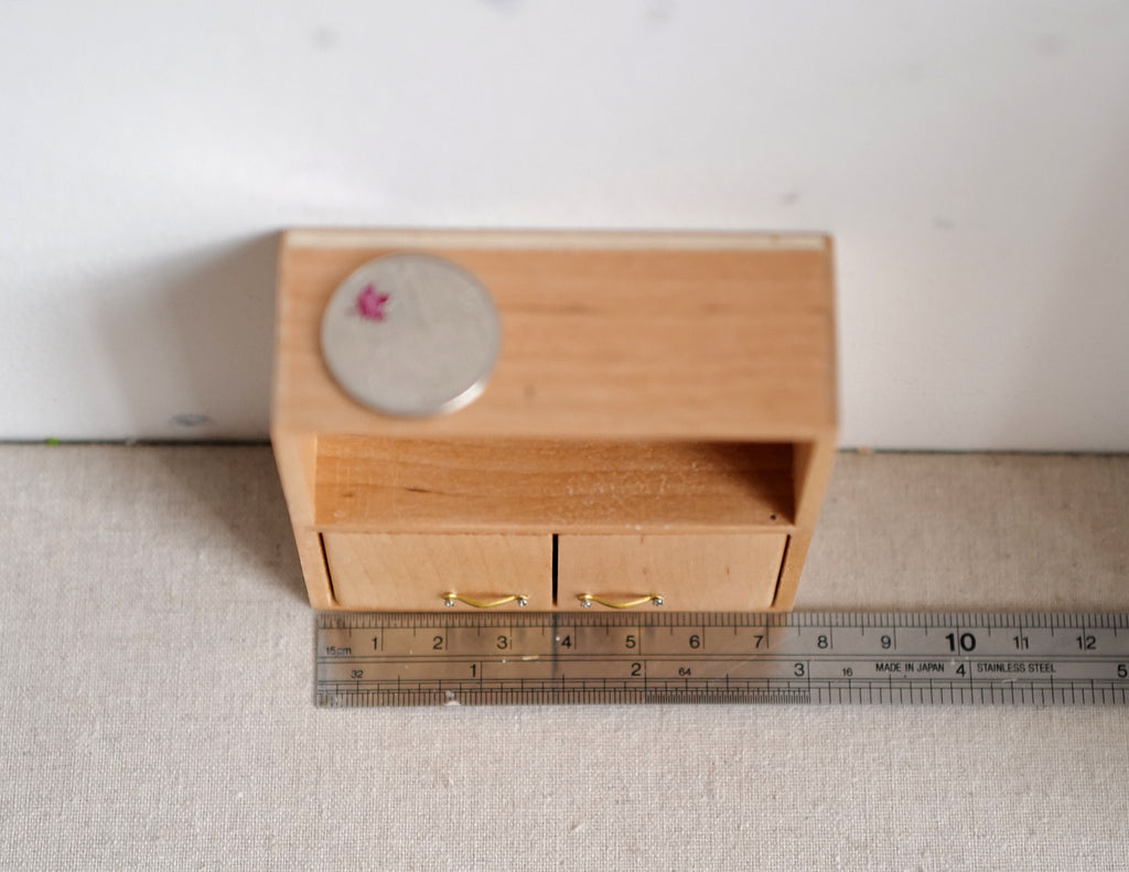 1:12 Scale Miniature Unpainted Wood Sideboard, 2 Doors, Open Top Shelf, 2-15/16 inch tall, DIY Dollhouse Supply