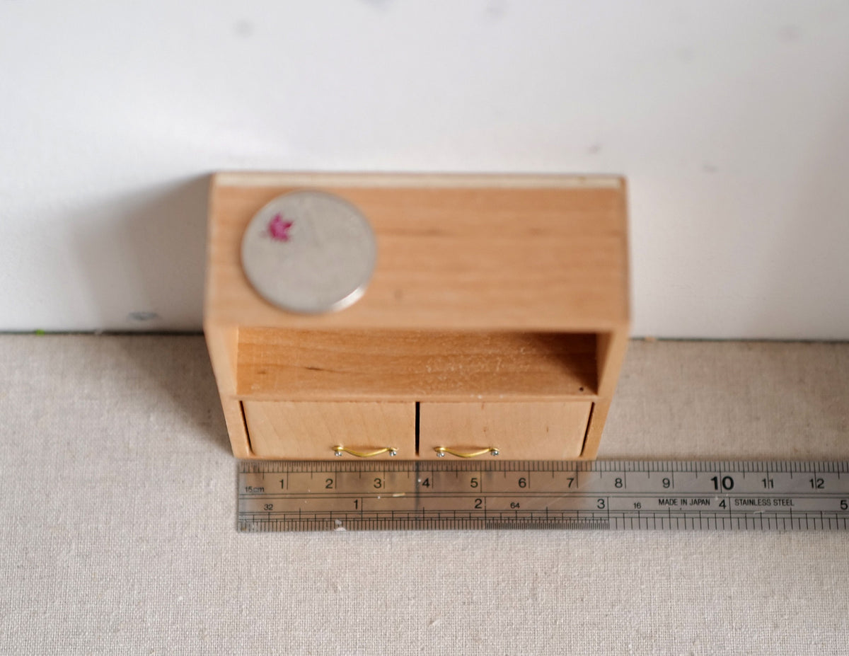 1:12 Scale Miniature Unpainted Wood Sideboard, 2 Doors, Open Top Shelf, 2-15/16 inch tall, DIY Dollhouse Supply