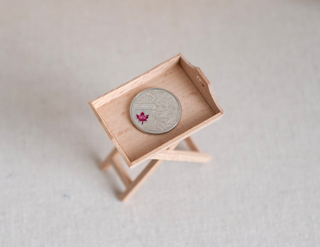 1:12 Scale Miniature Unpainted Wood Butler Tray Stand, Folding X Legs, 2-9/16 inch tall, DIY Dollhouse Supply