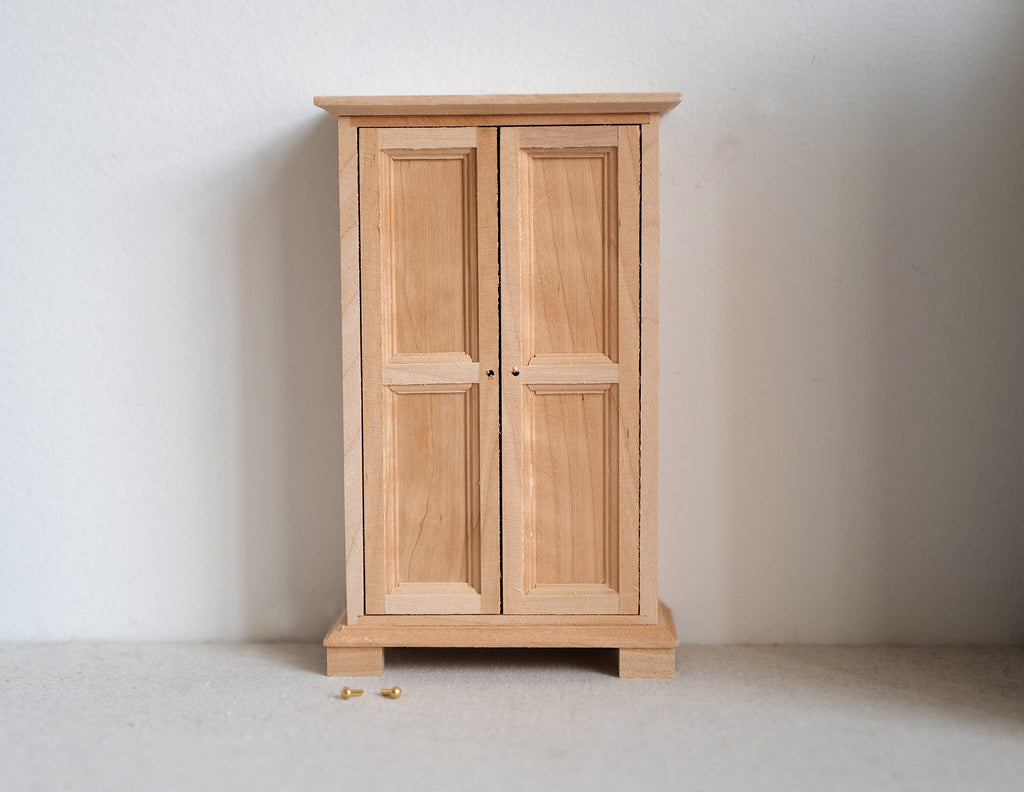Dollhouse miniature unpainted, unfinished bedroom closet dolls house dresser armoire 1 12th scale miniature - I014