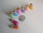 1:12 Scale Miniature Glass Spice Bottles with Corks, Filled, Set of 8, 1 inch tall, DIY Dollhouse Supply