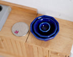 1:12 Scale Miniature Ceramic Bowls, Set of 3, 1-1/2 inch wide, DIY Dollhouse Supply (cobalt blue)