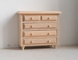 1:12 Dollhouse Supplies miniature unpainted unfinished 4-drawer chest, Dollhouse Supplies Furniture drawer chest, 1/12th scale dresses H013