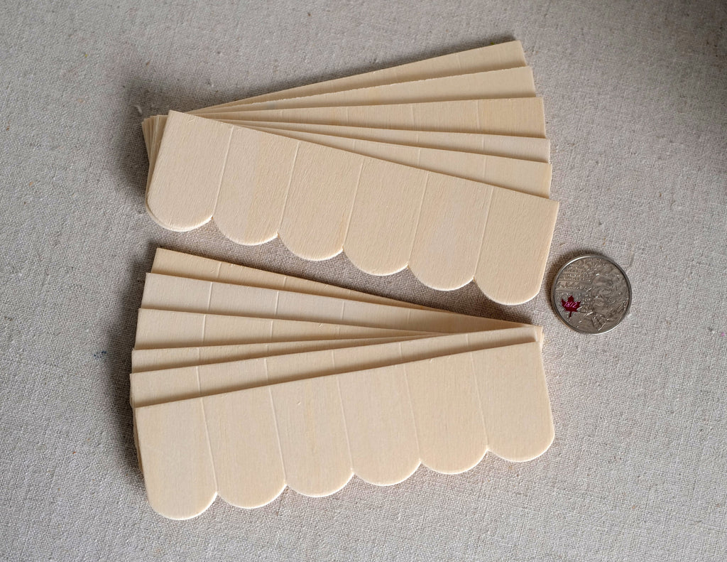 1:12 Scale Miniature Dollhouse Unpainted Round Butt Wood Shingle Strips, Set of 12, 4-1/2 inch long