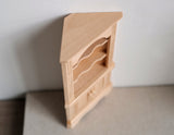 1:12 Dollhouse corner curio cabinet unpainted, unfinished furniture