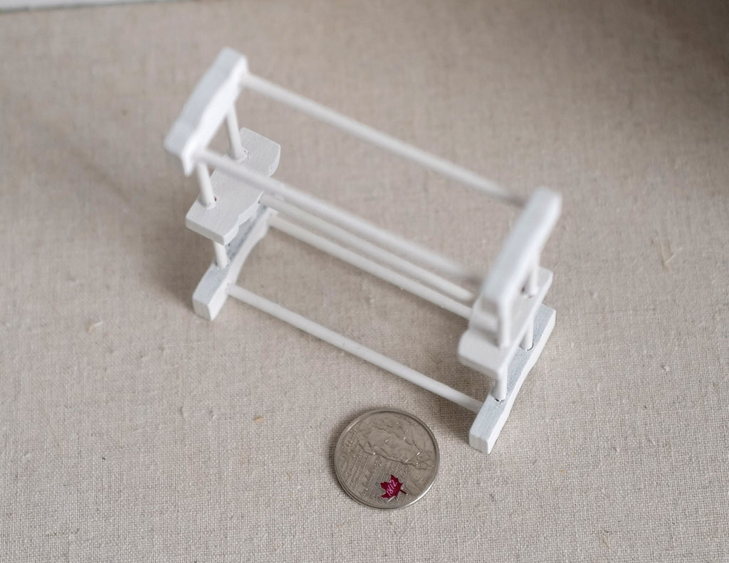 1:12 Scale Miniature Freestanding Towel Rack, 3 Bars, 3-1/8 inch tall, DIY Dollhouse Supply (white)