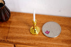 1:12 Scale Miniature Candlestick Holder with Candle, Round Base, 1-9/16 inch tall, DIY Dollhouse Supply (gold)