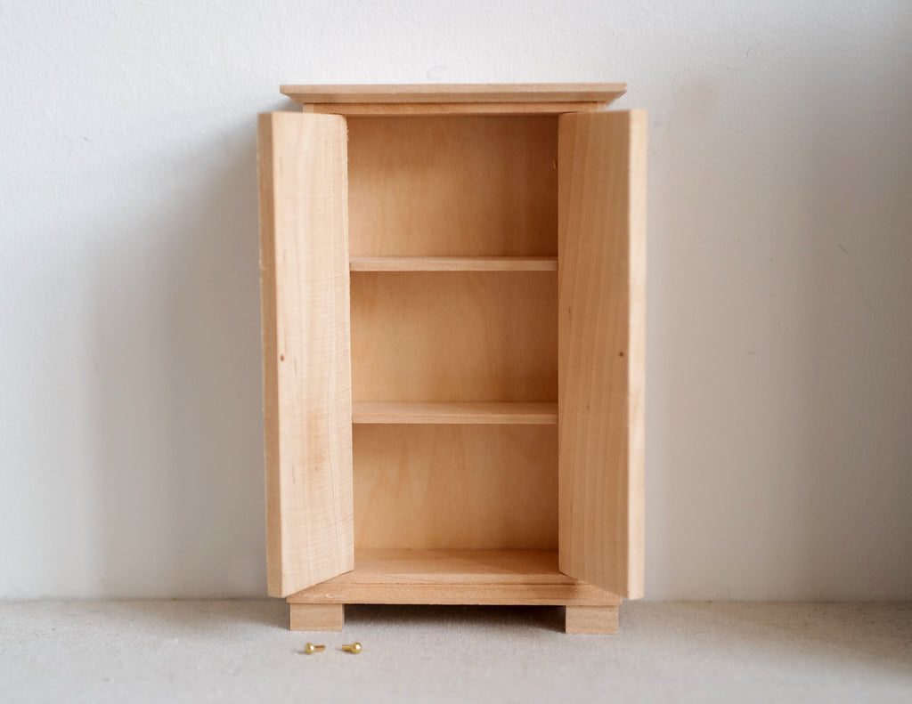Dollhouse miniature unpainted, unfinished bedroom closet dolls house dresser armoire 1 12th scale miniature - I014