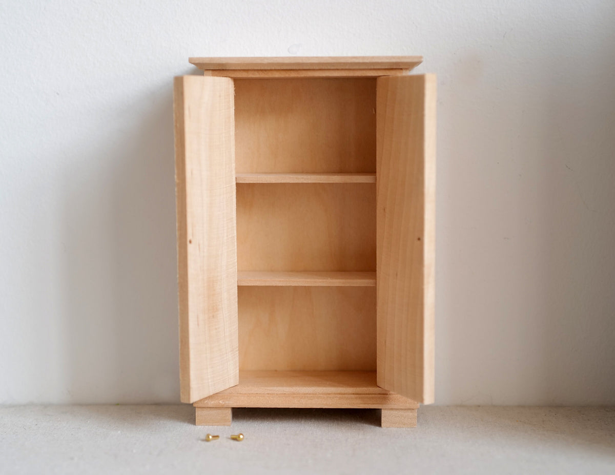 Dollhouse miniature unpainted, unfinished bedroom closet dolls house dresser armoire 1 12th scale miniature - I014