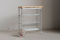 Dollhouse miniature metal white kitchen storage rack, Miniature Baker's Rack, Dolls accessory H043