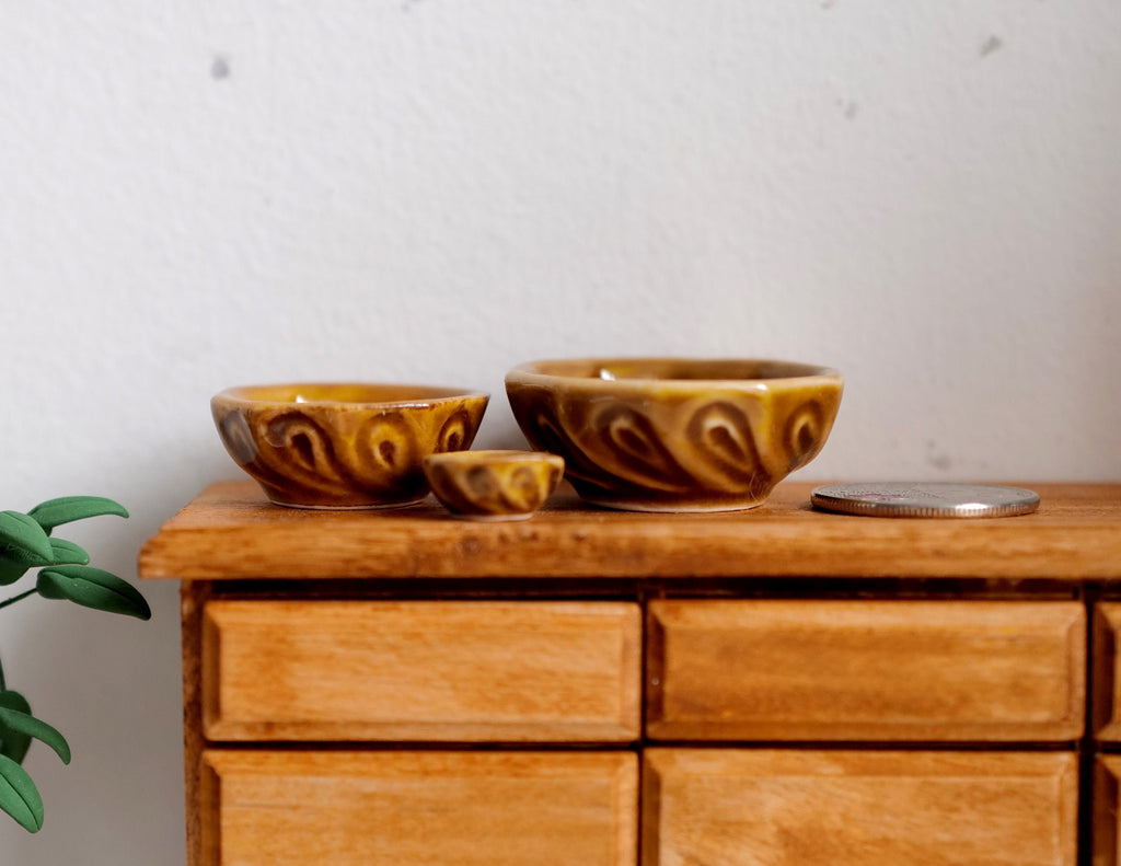 Dollhouse Supplies Miniature Ceramic Bowls Salad Bowl Set of 3 - A045