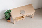 Bureau miniature en bois brut à l'échelle 1:12, 2 tiroirs, galerie arrière, 10,5 cm de long, fournitures pour maison de poupée à faire soi-même