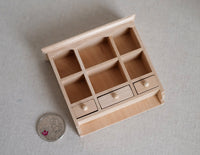 Dollhouse miniature 1:12 scale unfinished, unpainted Kitchen Wood Wall Bracket, Wall rack, wall shelf kitchen cabinet - H012