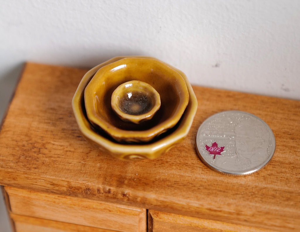 Dollhouse Supplies Miniature Ceramic Bowls Salad Bowl Set of 3 - A045