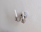1:12 Scale Miniature Wall Sconce, 2 Arms with Candles, 1-1/4 inch tall, DIY Dollhouse Supply (silver) (non-electric)