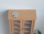 1:12 Scale Miniature Wood Tall Kitchen Cabinet, Glass Doors, 4 Shelves and 3 Drawers, 7-11/16 inch tall, DIY Dollhouse Supply (natural)