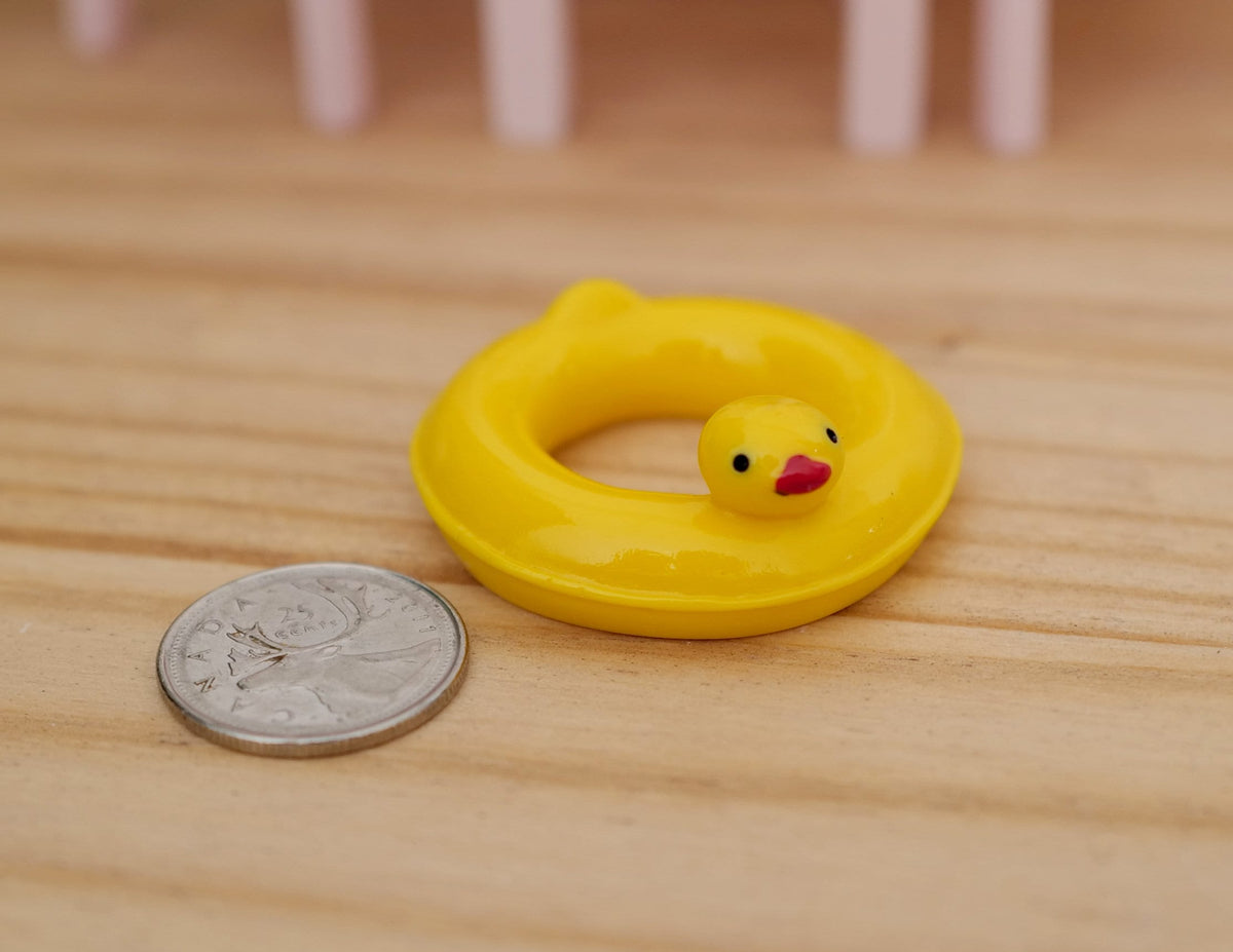 1:12 Scale Miniature Duck Pool Float, 1-3/4 inch wide, DIY Dollhouse Supply (yellow)