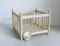 1:12 Dollhouse Miniature Unpainted, Unfinished, Wooden Square Baby Crib Playpen with Foam Mattress - J010