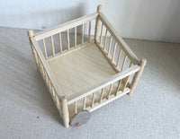 1:12 Dollhouse Miniature Unpainted, Unfinished, Wooden Square Baby Crib Playpen with Foam Mattress - J010