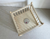 1:12 Dollhouse Miniature Unpainted, Unfinished, Wooden Square Baby Crib Playpen with Foam Mattress - B008