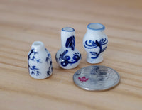 1:12 Dollhouse miniature ceramic china flower vase set of 3 - B103