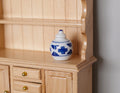 1:12 Scale Miniature Ceramic Jar with Lid, 1 inch tall, DIY Dollhouse Supply (blue and white)
