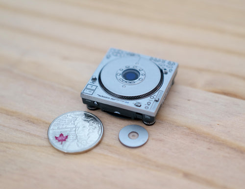 1:10 Scale Miniature Turntable, 1-5/16 inch wide, DIY Dollhouse Supply (silver gray)