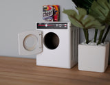 Dollhouse Miniature Wooden Made White and Black Front Load Washing Machine 1:12 Washing Appliance