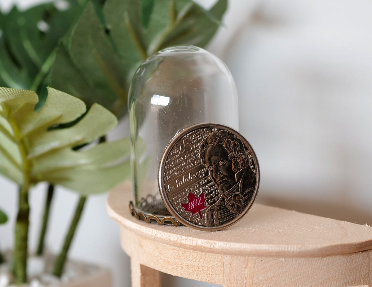 1:12 Scale Miniature Glass Dome on Round Bronze Metal Base, 1-3/16 inch dia., DIY Dollhouse Supply (large)