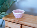 1:12 Scale Miniature Ceramic Bowl with Pink Pattern, 1-1/8 inch wide, DIY Dollhouse Supply