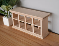 1:12 Dollhouse Miniature 4 x 2 shelf unpainted wooden storage cabinet 1 12th scale miniature, foyer table, living room storage - J014