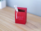 1:12 Dollhouse miniature WOOD mailbox with newspaper (RED) E047