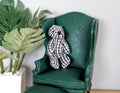 1:12 Scale Miniature Plaid Plush Bear with Black Nose, 2-3/8 inch tall, DIY Dollhouse Supply (black and white)