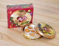 1:12 Scale Miniature Butter Cookie Tin with Box, 7 Cookies, 1-1/2 inch dia., DIY Dollhouse Supply (gold)