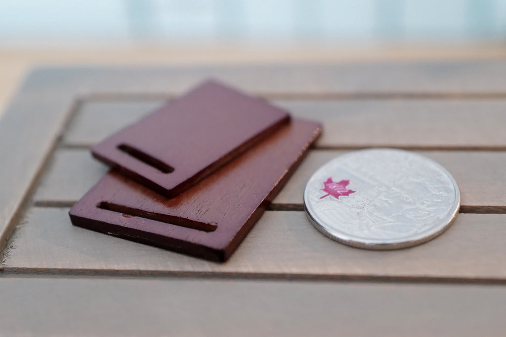 1:12 Scale Miniature Cutting Boards, Set of 2, 1-3/8 inch long, DIY Dollhouse Supply (wood) (brown)