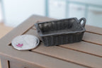 1:12 Scale Miniature Rectangular Woven Basket with Handles, 1-5/8 inch long, DIY Dollhouse Supply (charcoal gray)