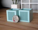 1:12 Dollhouse miniature wooden storage box wood crate tool box storage bin set of 2 (blue) - A079