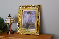 1:12 Miniature Paint with Ornate Frame Lady Holding Umbrella Parasol - F056