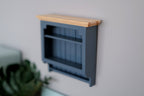 1:12 Scale Miniature Wood Kitchen Wall Plate Rack, Slatted Back, 3-9/16 inch wide, DIY Dollhouse Supply (blue gray)