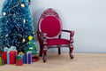 1:12 Scale Miniature Wood Armchair with Velvet Seat and Oval Back, 3-3/8 inch tall, DIY Dollhouse Supply (red)